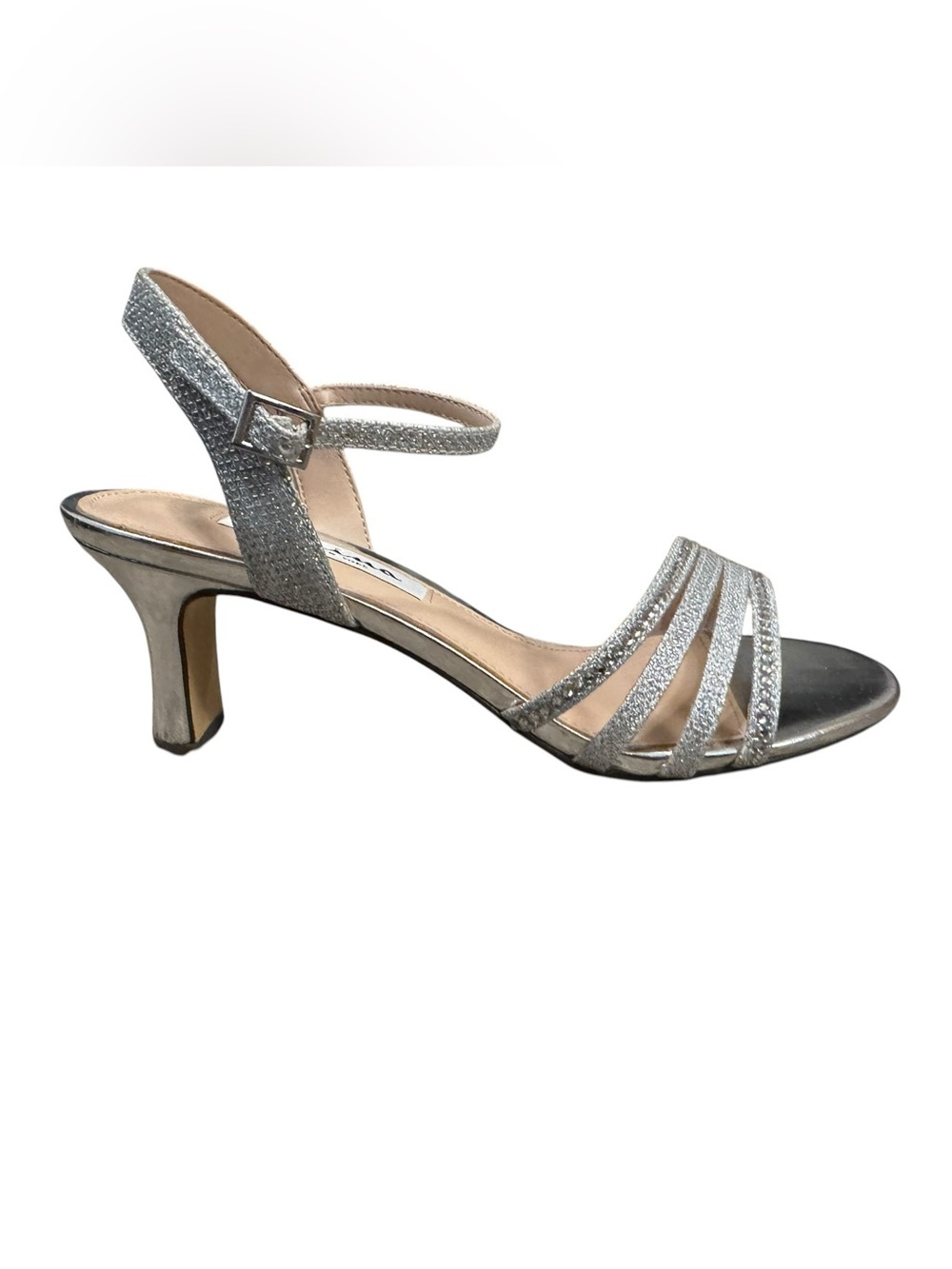 Nina Nelena Silver Sparkle Strappy Sandals Womenβs Size 7